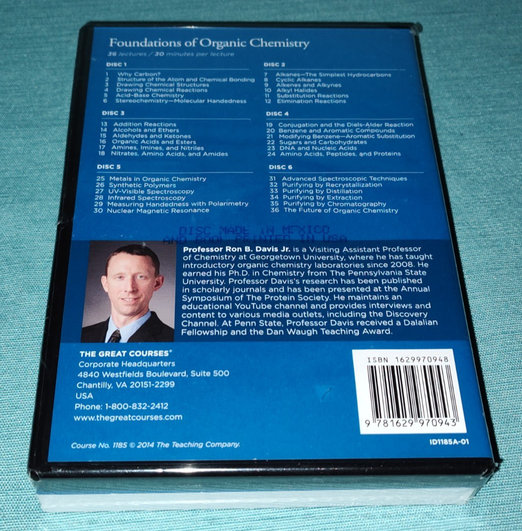 The Great Courses Foundations of Organic Chemistry: 6 DVD Set + Book – SEALED