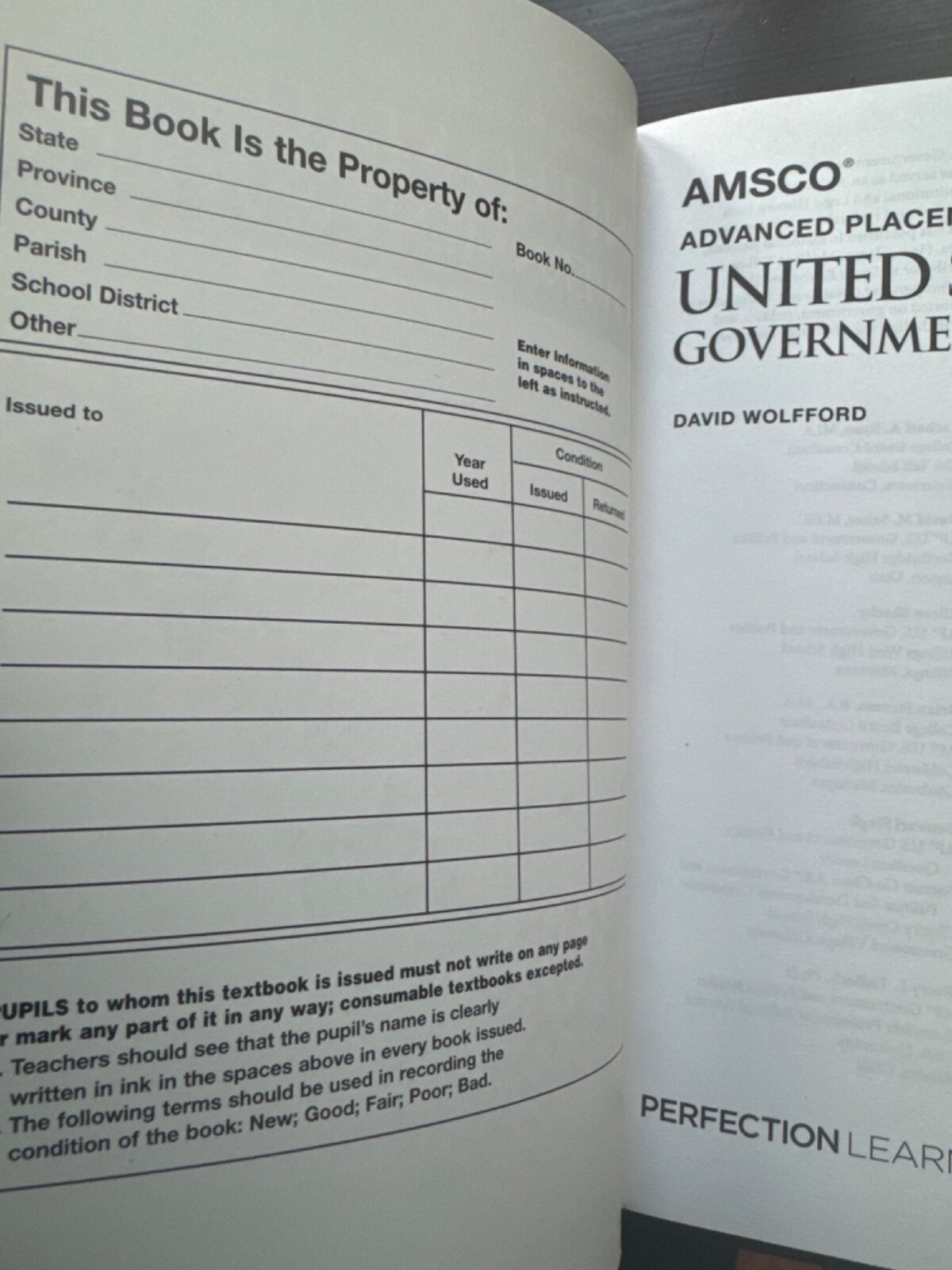 AMSCO Advanced Placement (AP) United States Government and Politics 3rd edition