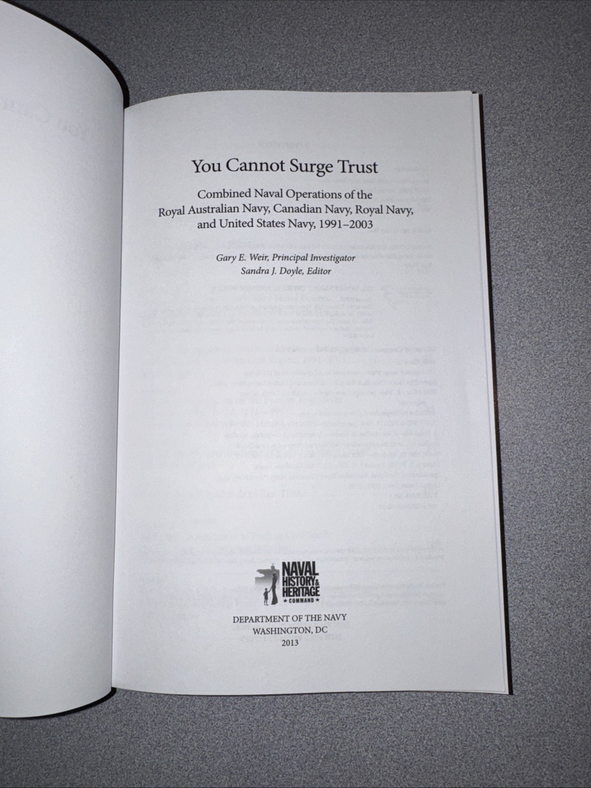You Cannot Surge Trust Combined Naval Operations (2013) Paperback Book