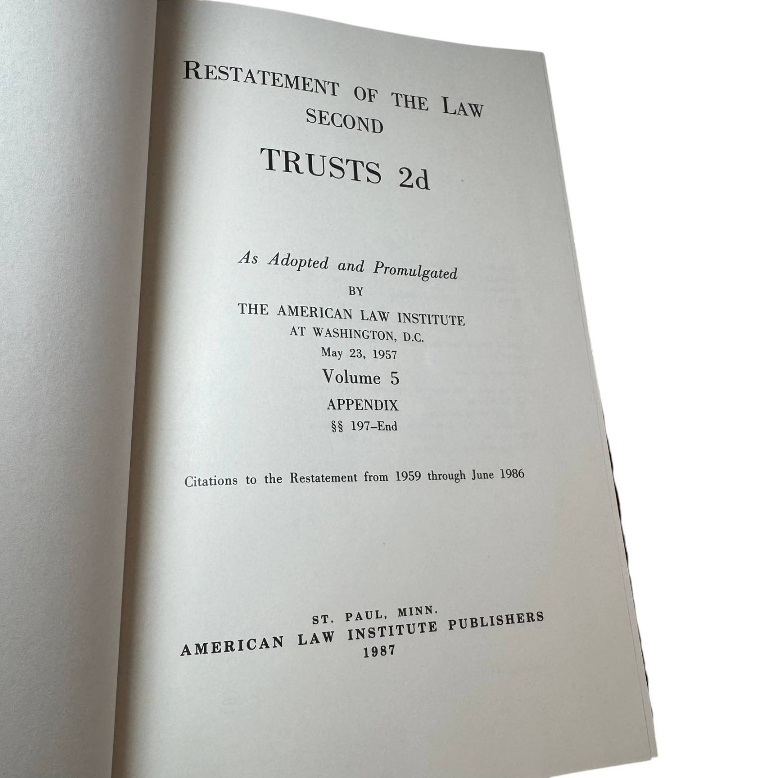 Restatement Of The Law Second TRUSTS 2D Appendix 197 – End ALI Law Book