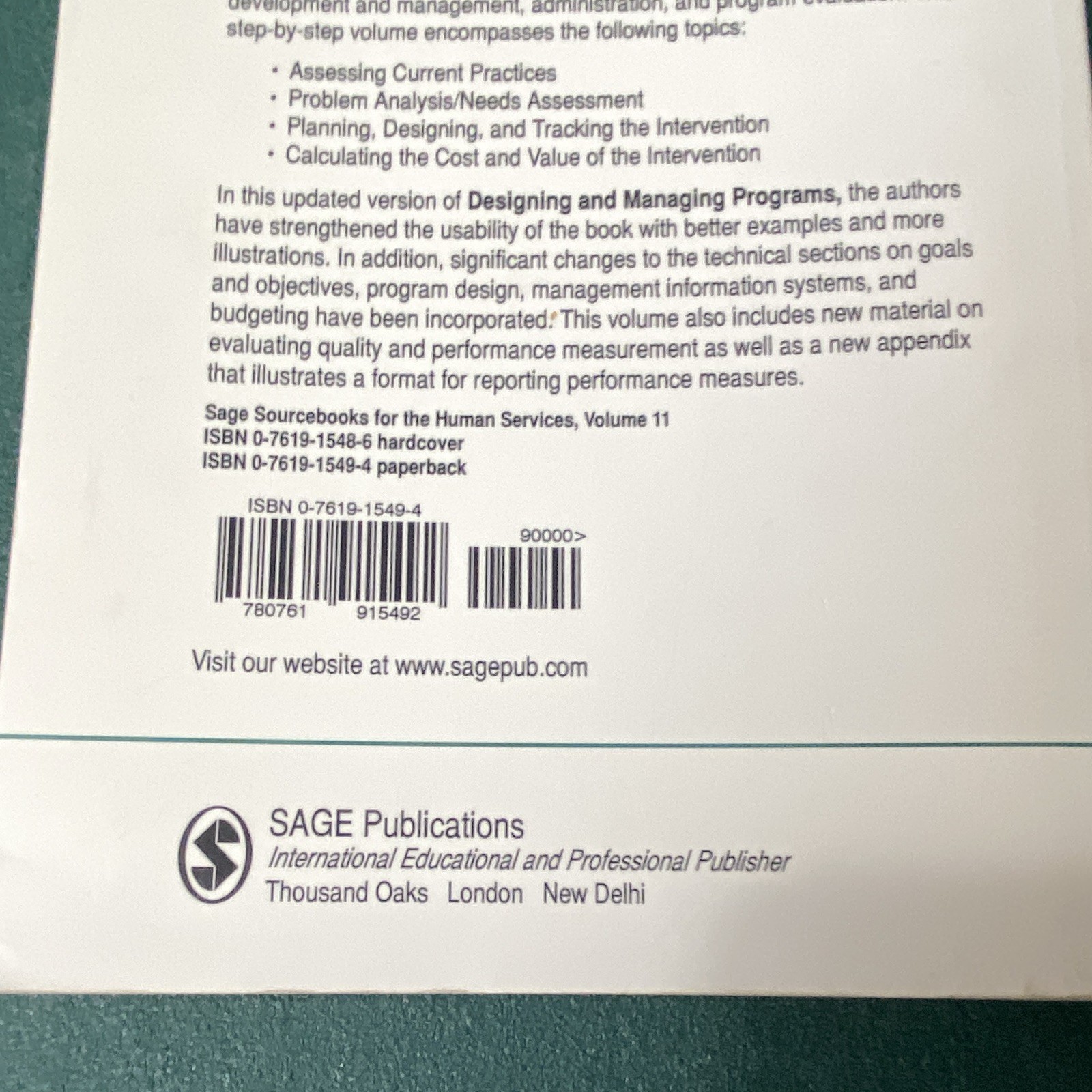 Designing and Managing Programs An Effectiveness-Based Approach Sage Sourcebooks