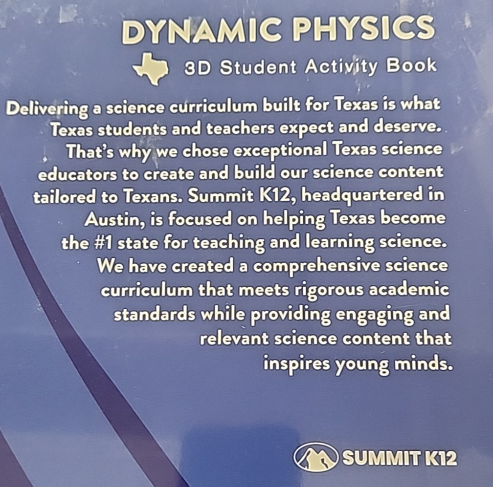 Dynamic Physics by Summit k12 3D Student Activity Book/Volume 1-3