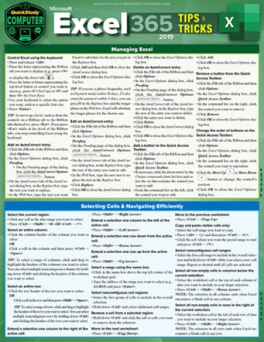 Microsoft Excel 365 Tips Tricks – 2019: A Quickstudy Laminated Software – GOOD