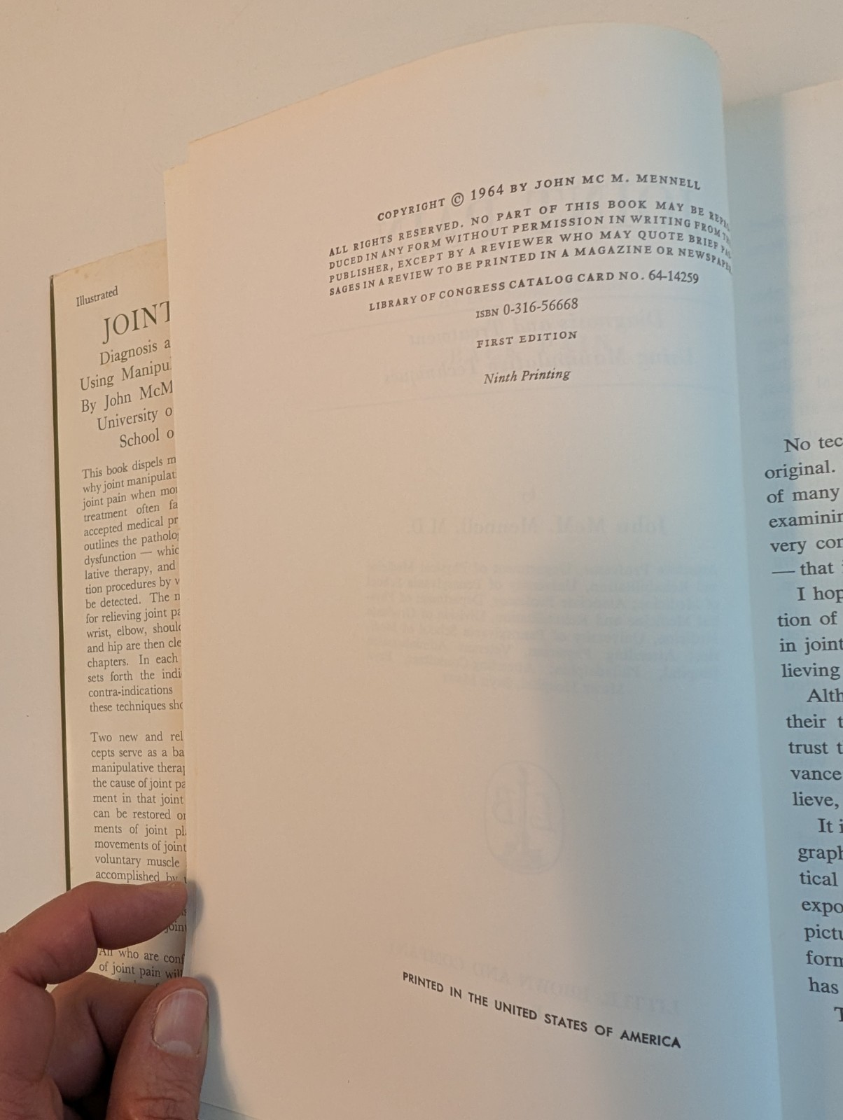 Joint Pain: Diagnosis & Treatment Using Manipulative Techniques 1st HC 1964