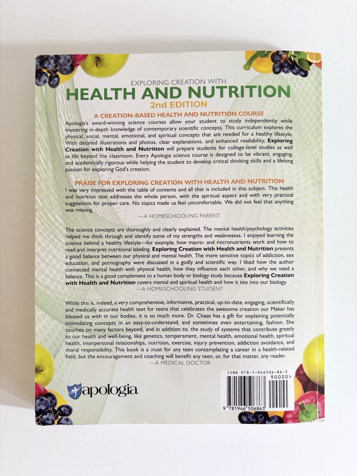 Apologia Exploring Creation Health Nutrition 2nd Edition Homeschool Textbook
