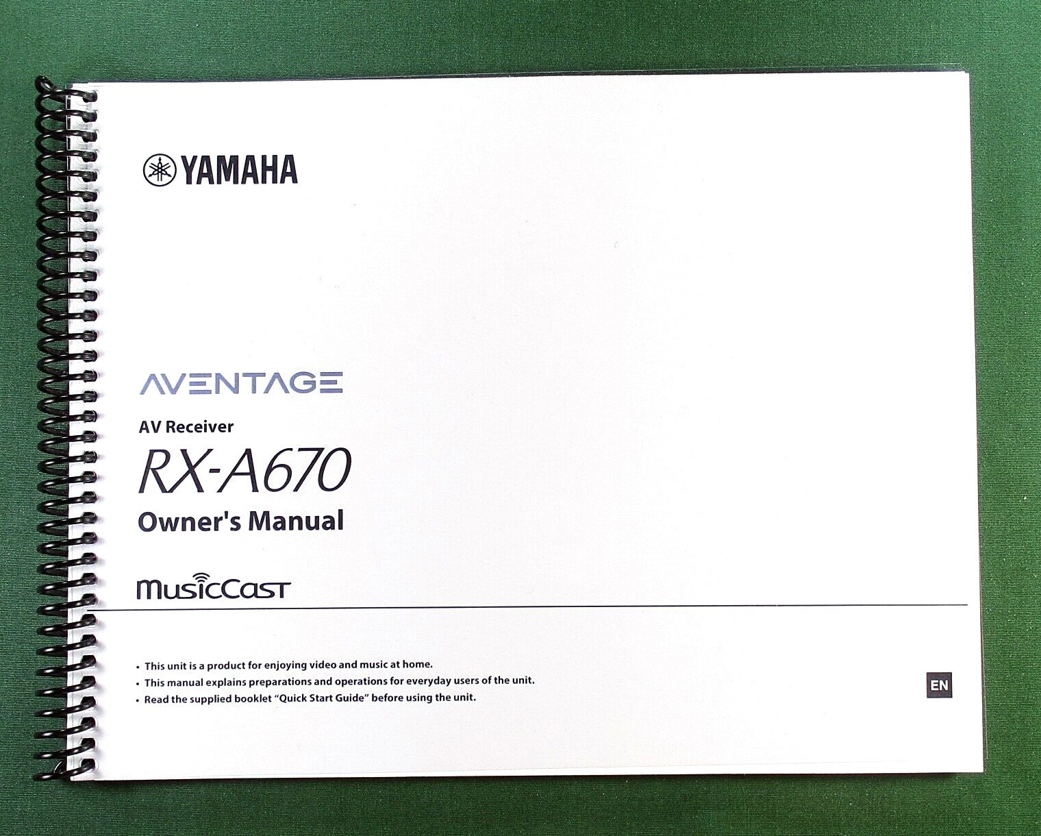Yamaha RX-A670 Instruction Manual: Full Color 140 Pages & Protective Covers!