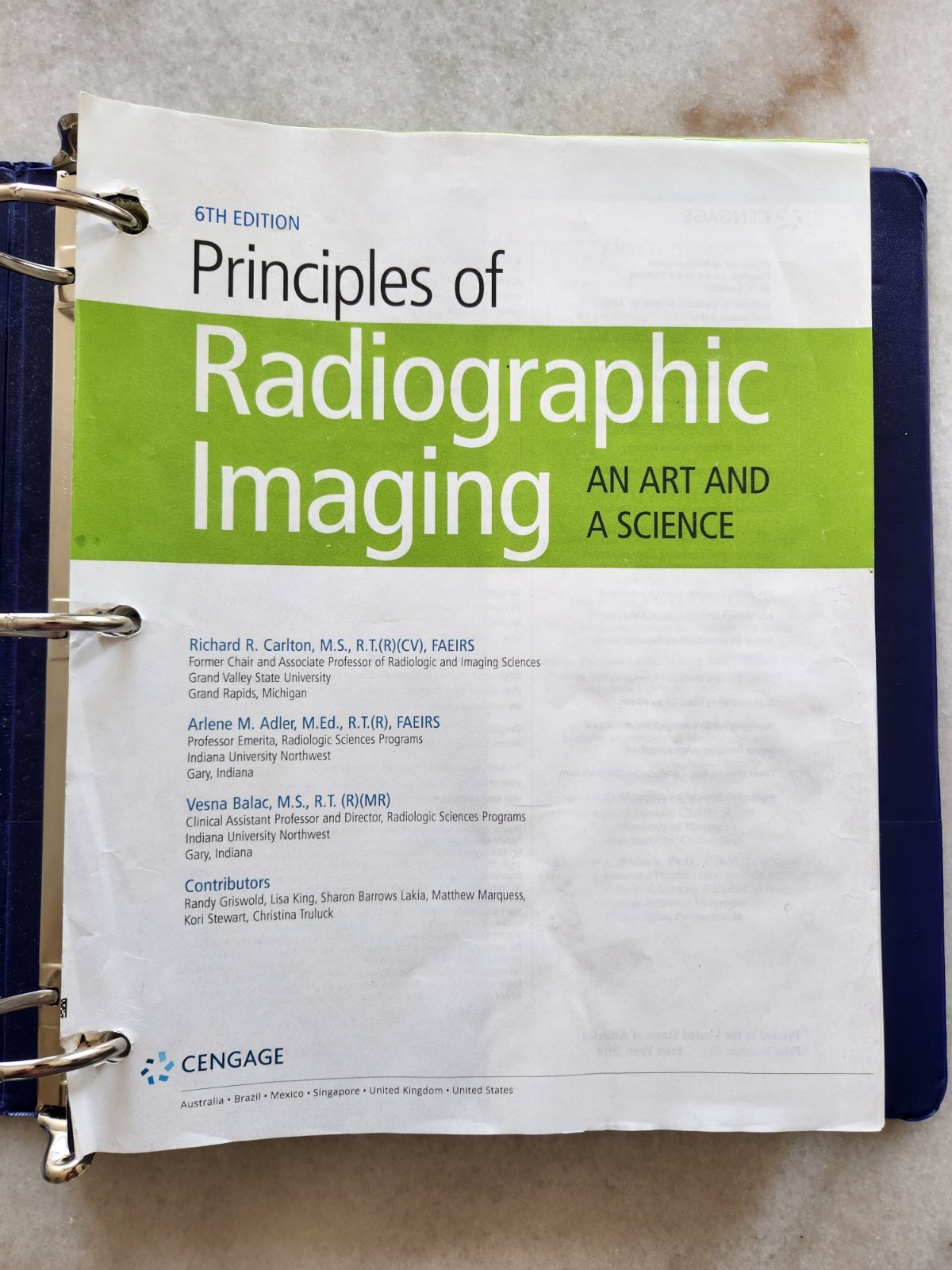Principles of Radiographic Imaging An Art and a Science, LOOSELEAF, no writing
