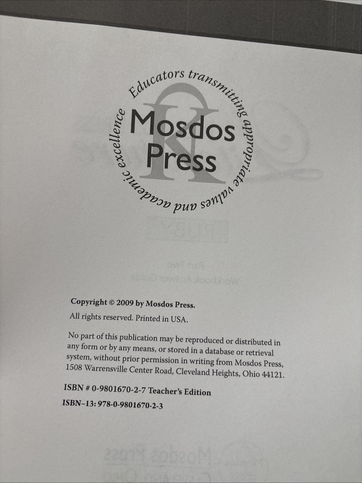 Lot 3 Mosdos Press Literature Ruby Student + Teacher’s Edition Part 1-2 Set VG