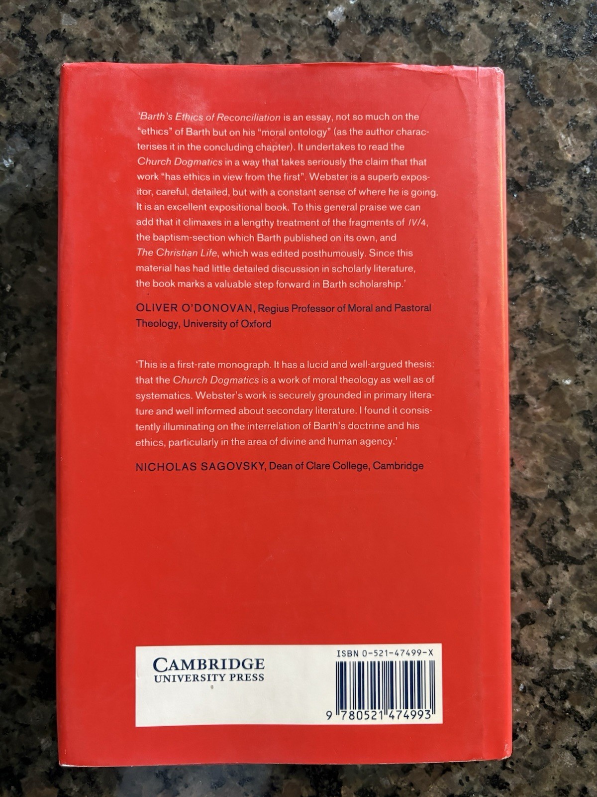 Barth’s Ethics of Reconciliation by John Webster [Hardback, 252 pages]