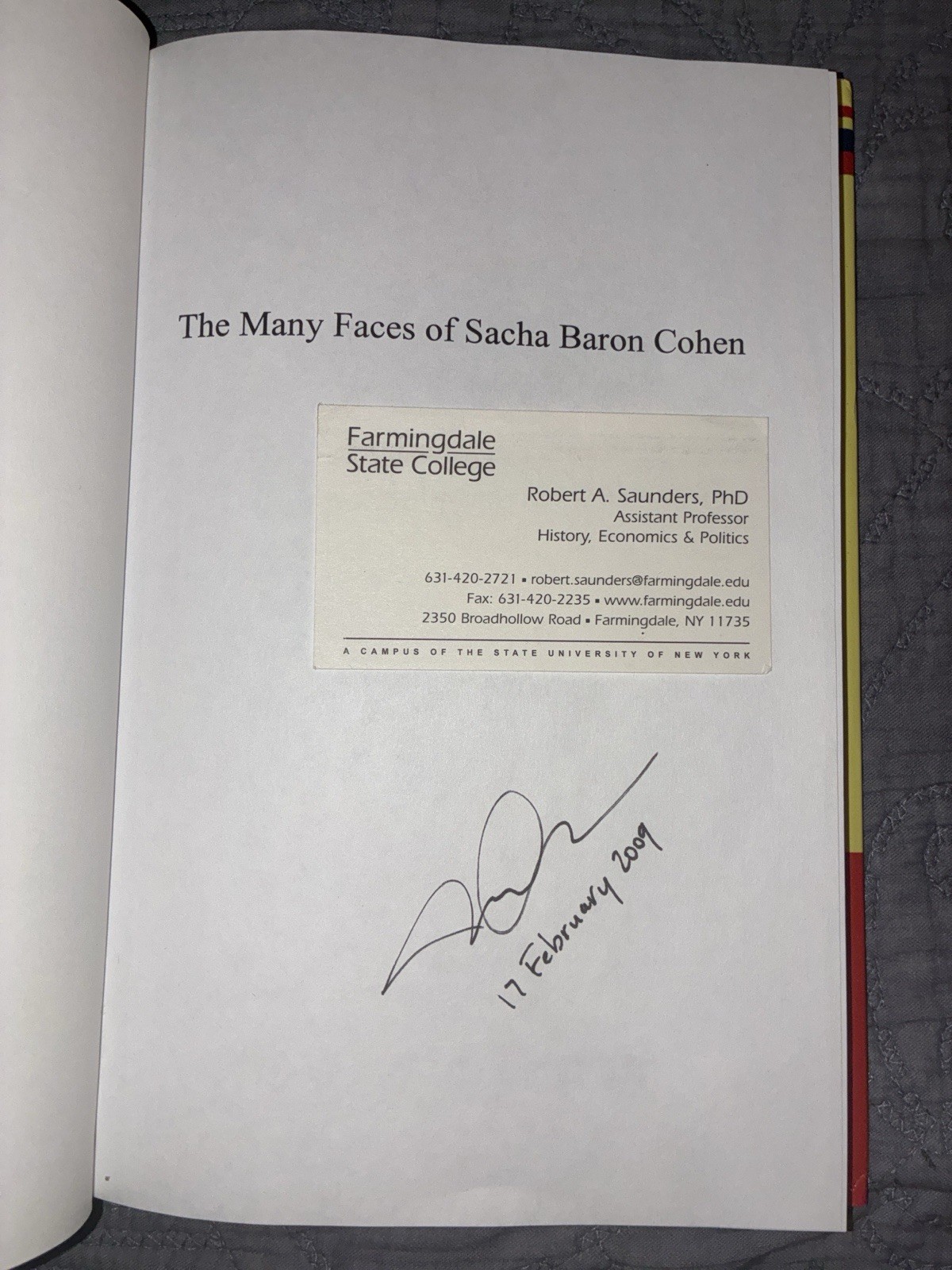 Signed Many Faces of Sacha Baron Cohen Rare HC Saunders 1st/1st