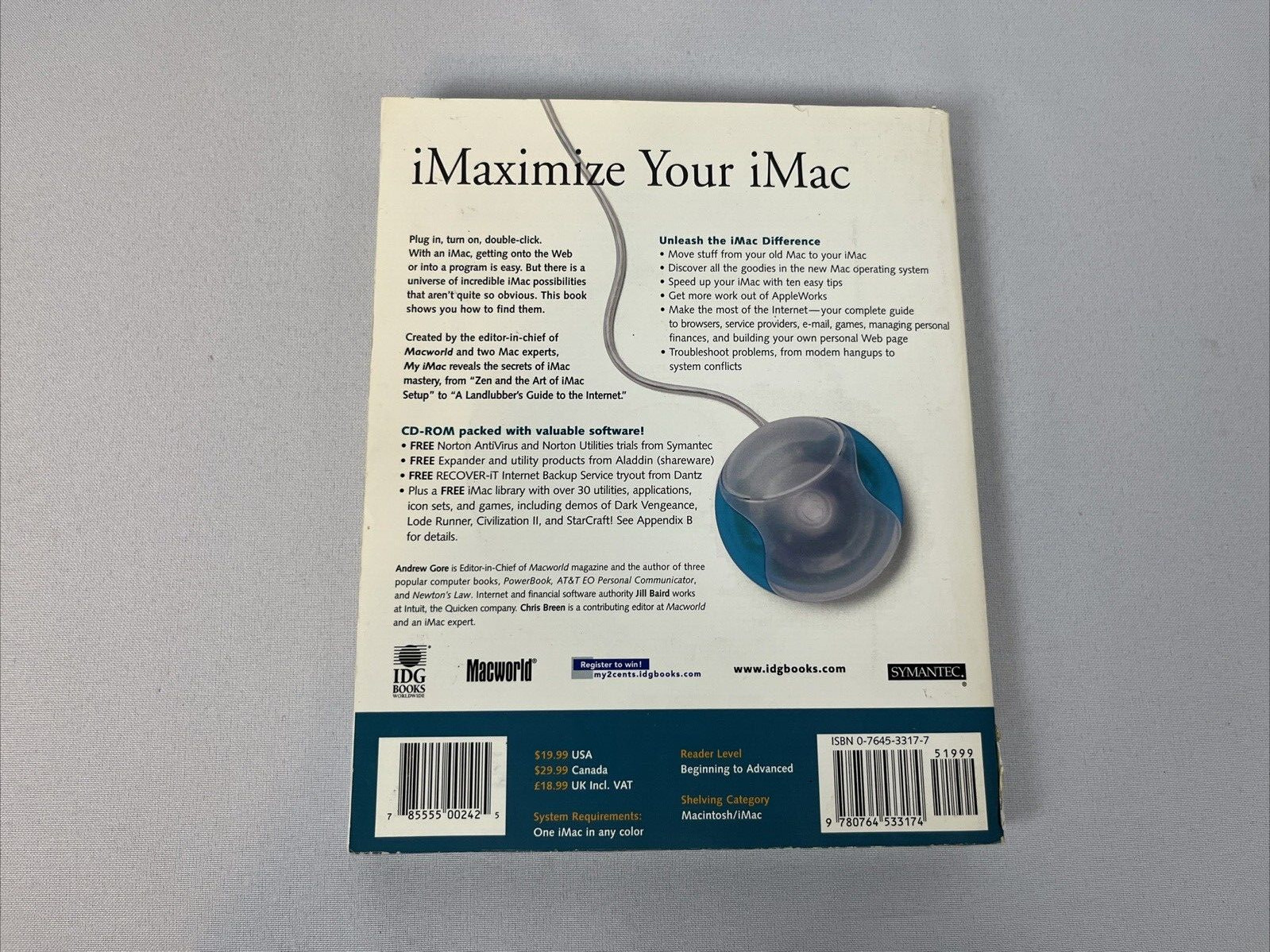 MY IMAC – 1999 IDG Books – Andrew Gore & Jill Baird – Software New In Seal GOOD
