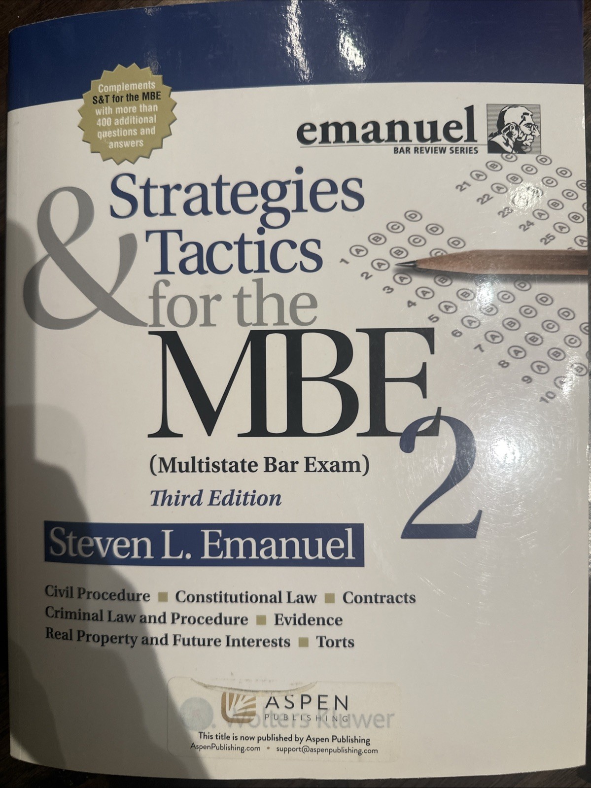 Bar Review Ser.: Strategies and Tactics for the MBE II by Steven L. Emanuel 2020