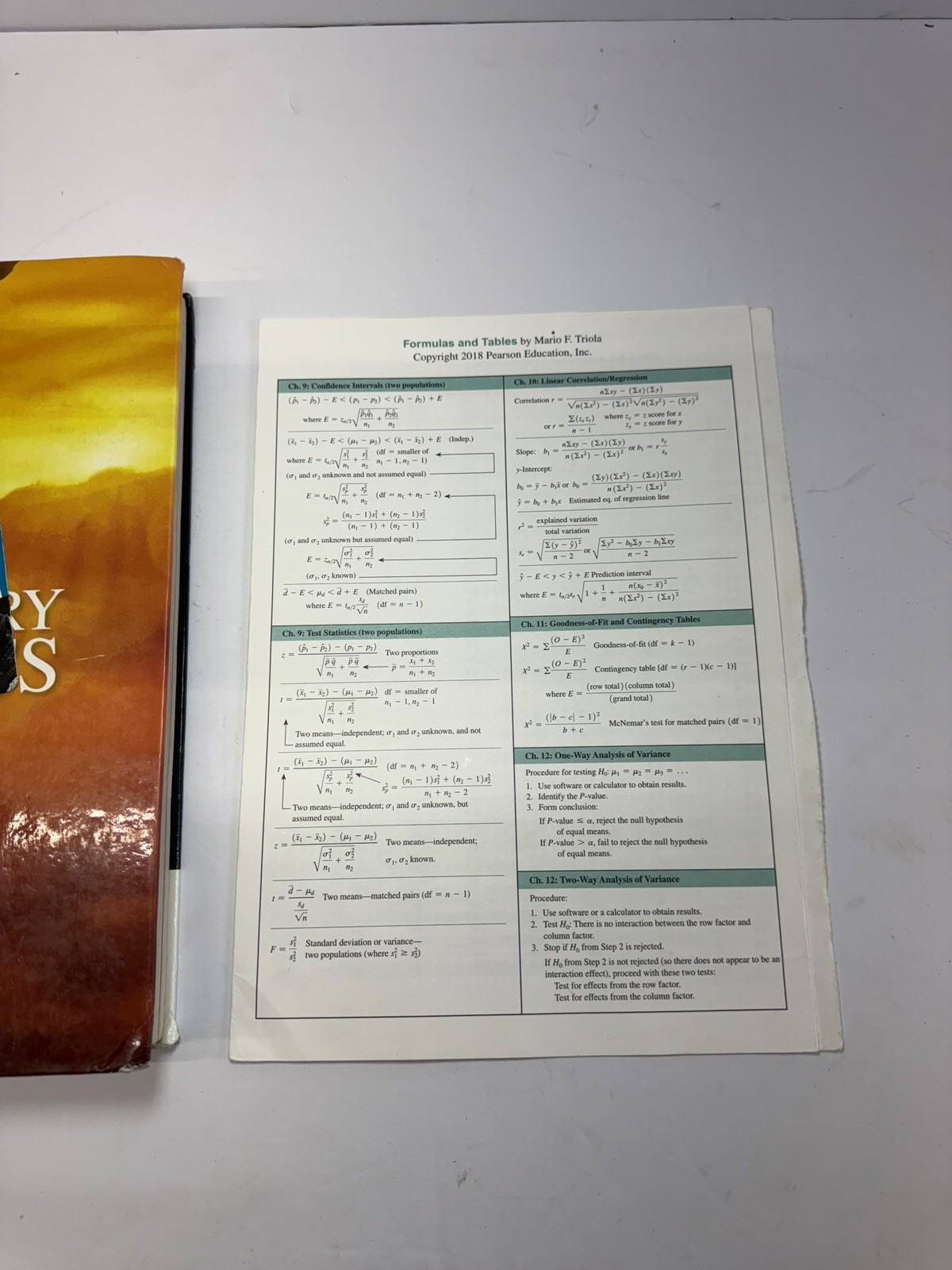 Elementary Statistics by Mario F. Triola – Third California Edition (Hardcover)