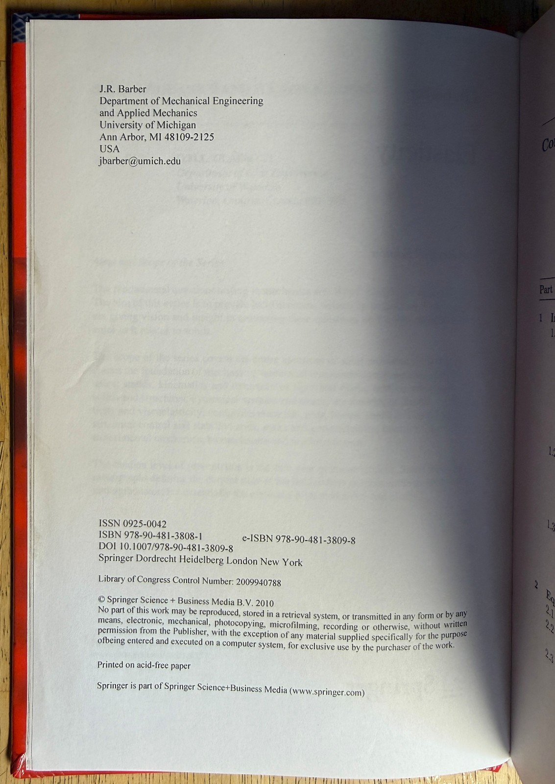 Elasticity – Solid Mechanics and Its Applications, Barber, J. R., HC
