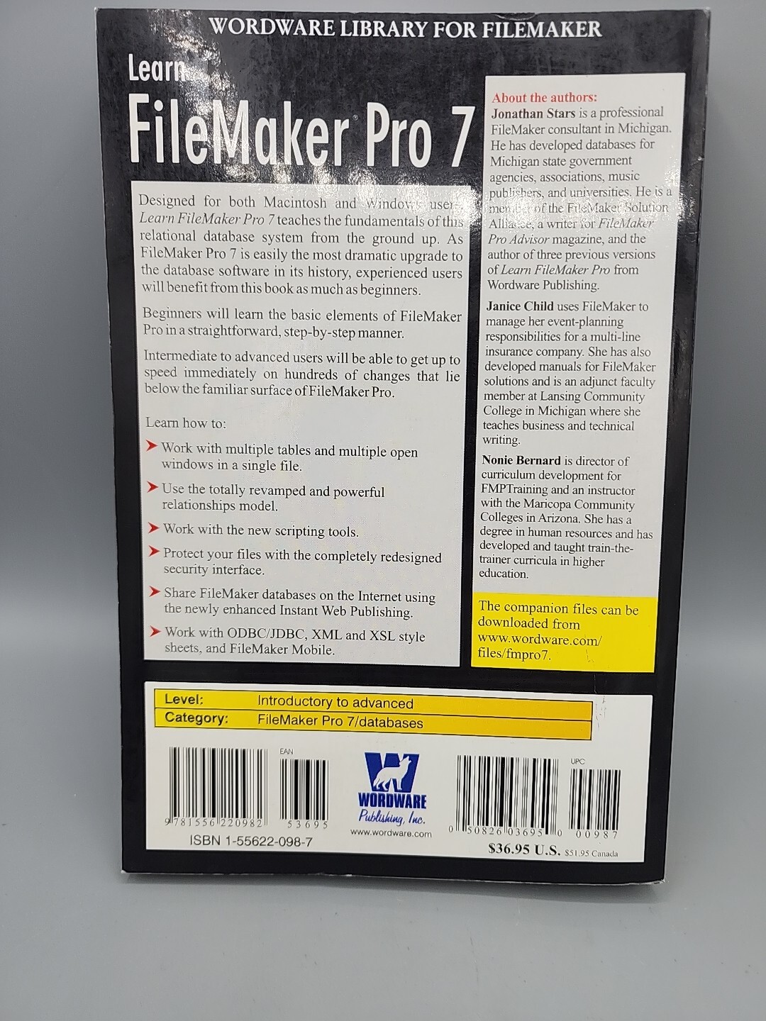 Learn Filemaker Pro 7 Worldwide Library Jonathan Stars Janice Child Paperback