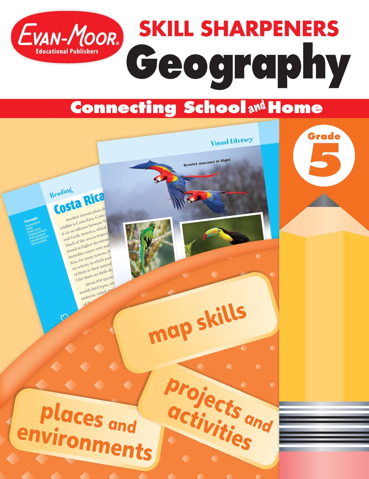Evan-Moor Skill Sharpeners Geography Workbook, Grade 5, Fun Projects and Act…