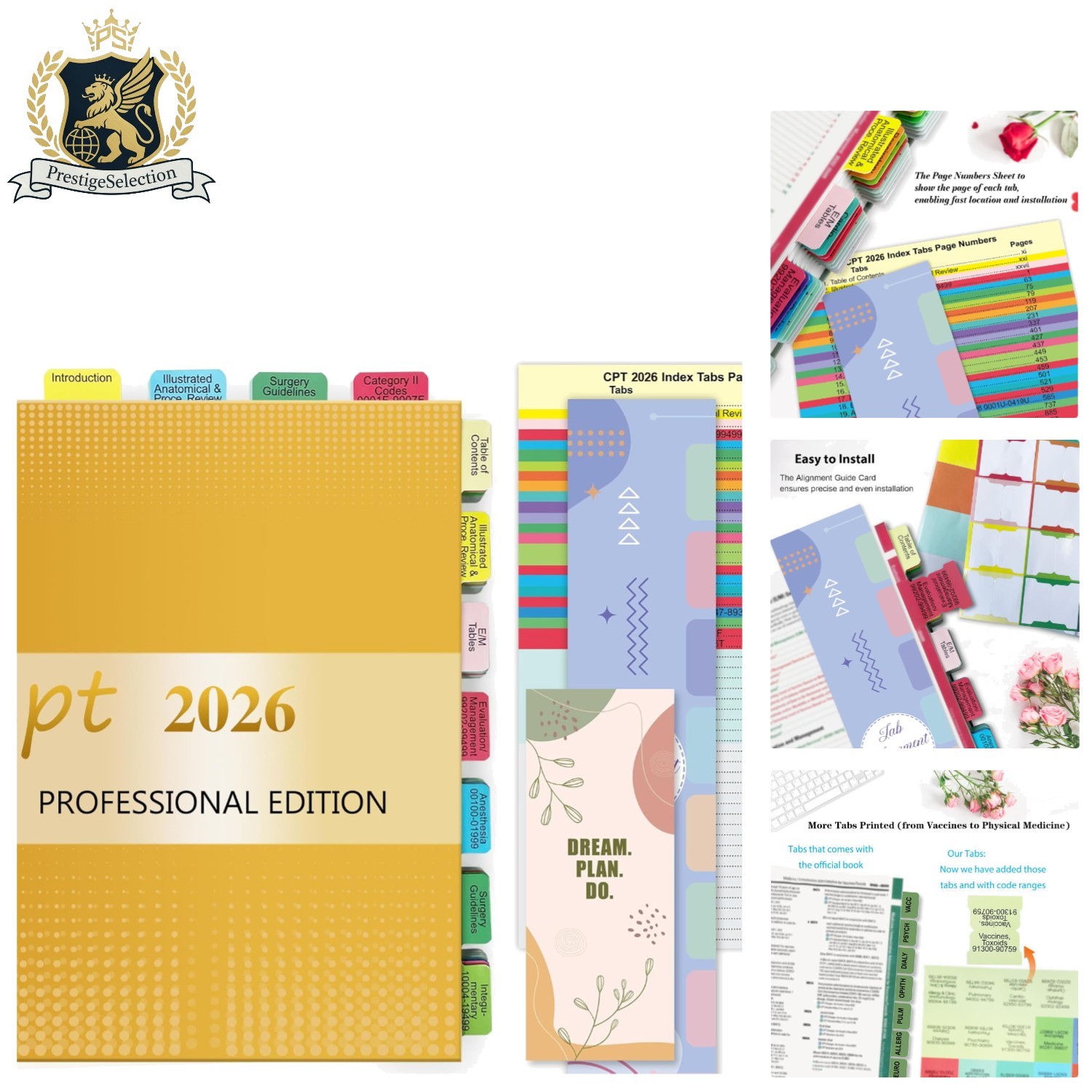 Complete Set of 96 CPT 2026 Laminated Index Tabs with Alignment Guide & Bookmark