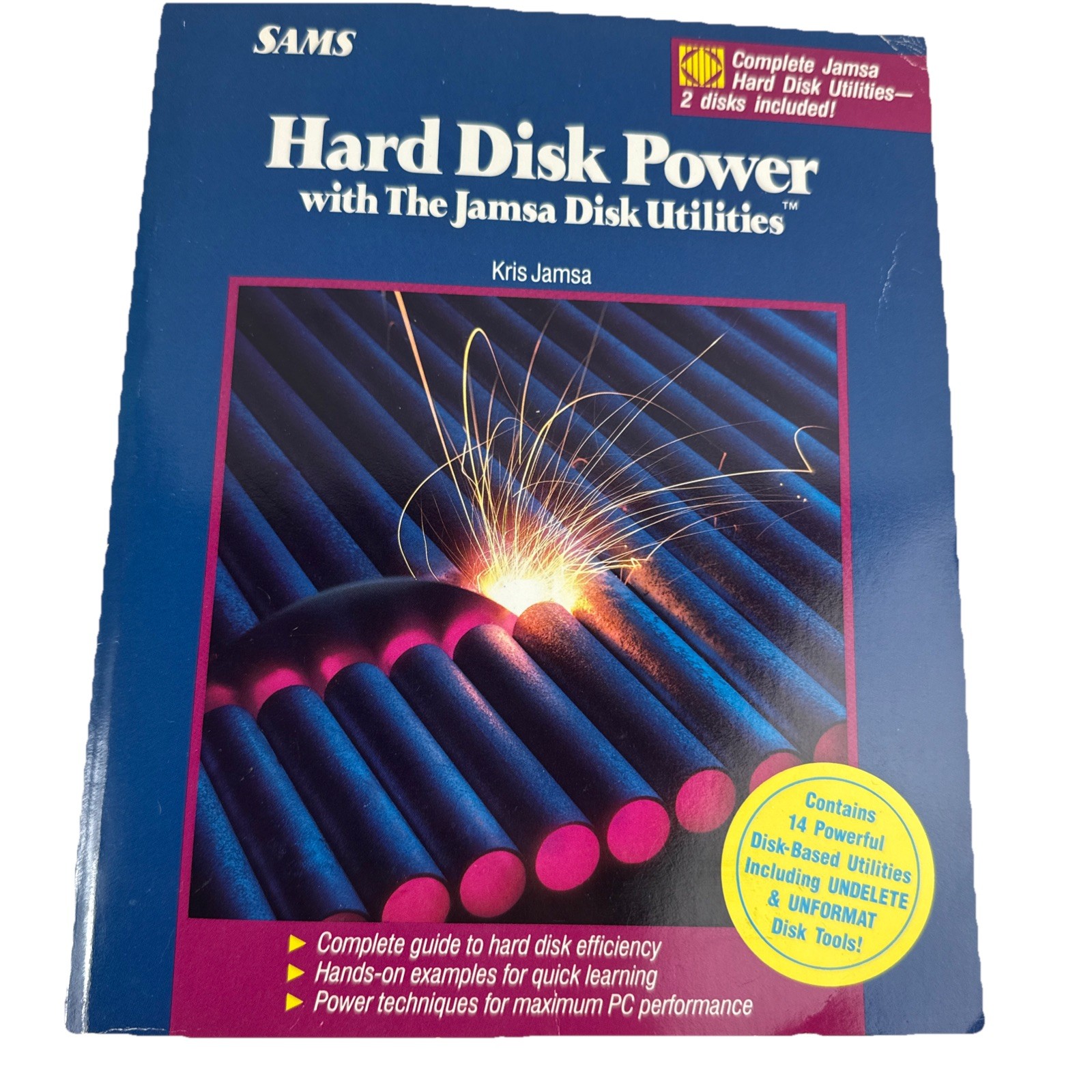 Sams Hard Disk Power Kris Jamsa Book 2 Floppy Disks Vintage 1990 MS DOS