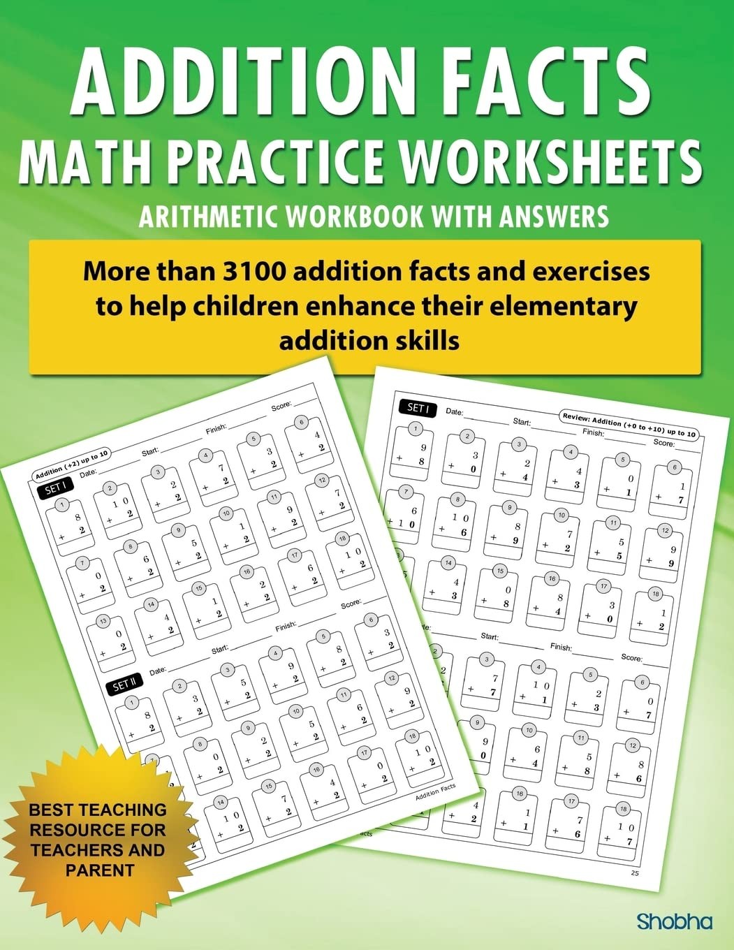 Addition Facts Math Practice Worksheet Arithmetic Workbook With Answers: Dai…